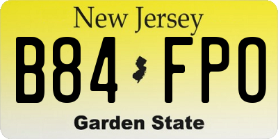NJ license plate B84FPO