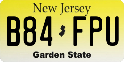 NJ license plate B84FPU