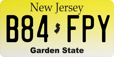 NJ license plate B84FPY