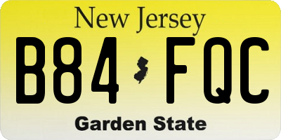 NJ license plate B84FQC