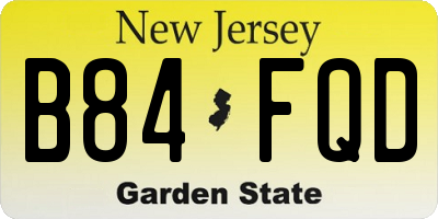 NJ license plate B84FQD