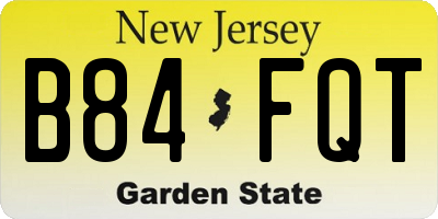 NJ license plate B84FQT