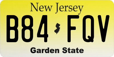 NJ license plate B84FQV