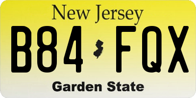 NJ license plate B84FQX