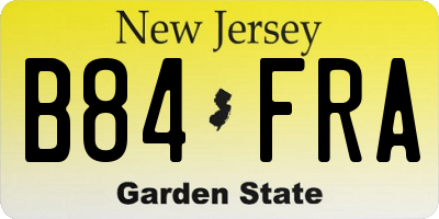 NJ license plate B84FRA