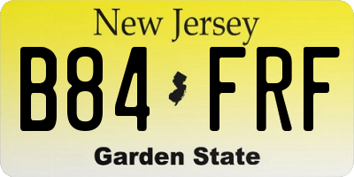 NJ license plate B84FRF