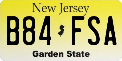 NJ license plate B84FSA