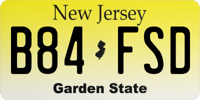 NJ license plate B84FSD