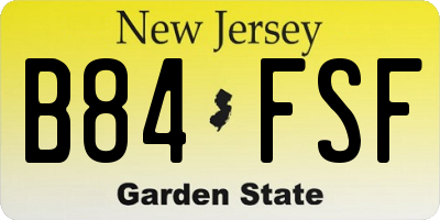 NJ license plate B84FSF