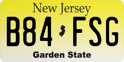 NJ license plate B84FSG