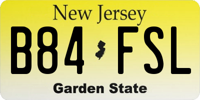 NJ license plate B84FSL