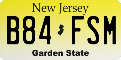 NJ license plate B84FSM