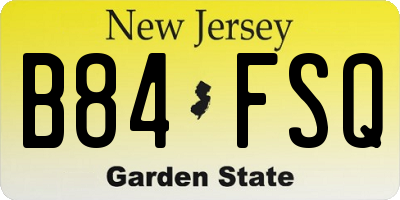 NJ license plate B84FSQ