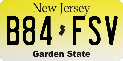 NJ license plate B84FSV