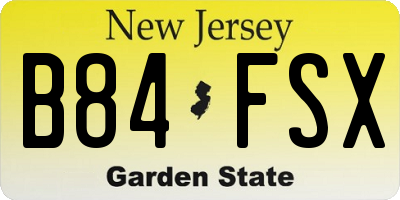NJ license plate B84FSX