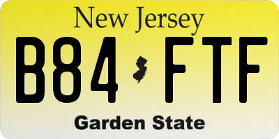 NJ license plate B84FTF