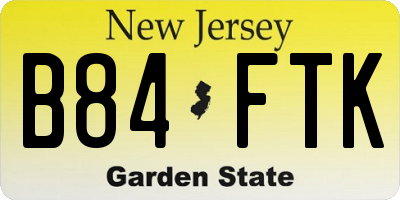 NJ license plate B84FTK