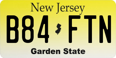 NJ license plate B84FTN