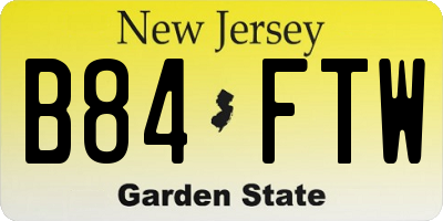 NJ license plate B84FTW