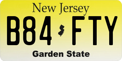 NJ license plate B84FTY