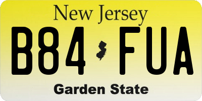 NJ license plate B84FUA