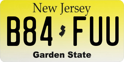 NJ license plate B84FUU