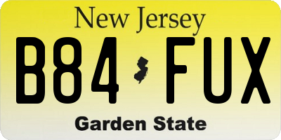 NJ license plate B84FUX