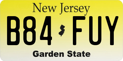 NJ license plate B84FUY
