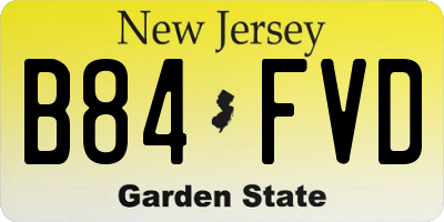 NJ license plate B84FVD