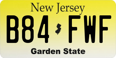 NJ license plate B84FWF