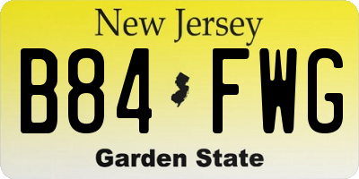 NJ license plate B84FWG