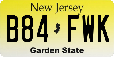 NJ license plate B84FWK