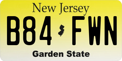 NJ license plate B84FWN