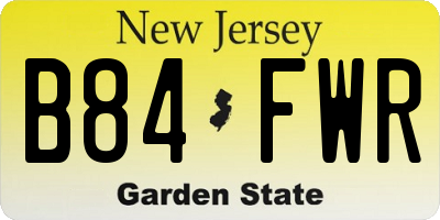 NJ license plate B84FWR