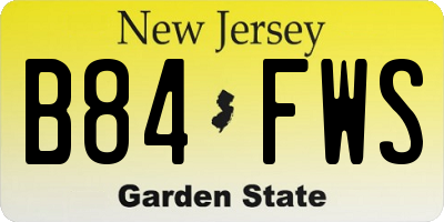 NJ license plate B84FWS
