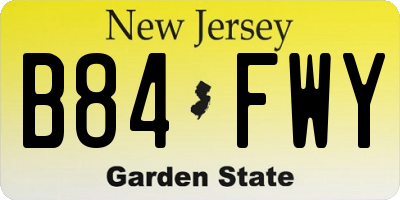 NJ license plate B84FWY