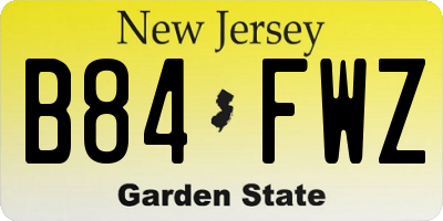 NJ license plate B84FWZ