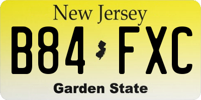 NJ license plate B84FXC