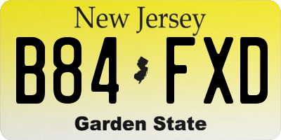 NJ license plate B84FXD