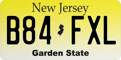 NJ license plate B84FXL