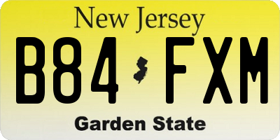 NJ license plate B84FXM