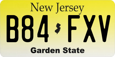 NJ license plate B84FXV
