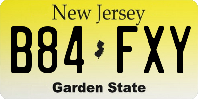 NJ license plate B84FXY