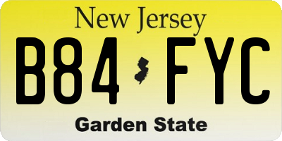 NJ license plate B84FYC