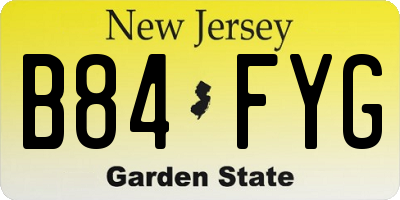 NJ license plate B84FYG
