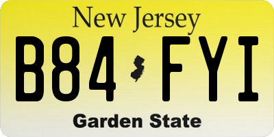 NJ license plate B84FYI