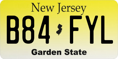 NJ license plate B84FYL