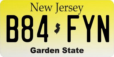 NJ license plate B84FYN