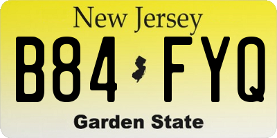 NJ license plate B84FYQ