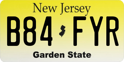 NJ license plate B84FYR